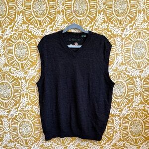 ORVIS Men’s Merino Wool V-Neck Knit Sweater Vest in Charcoal Gray Sz XL